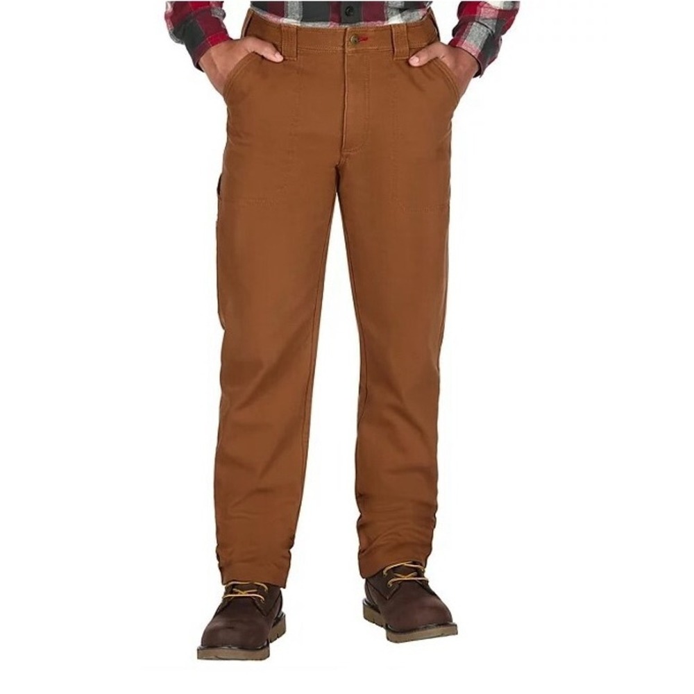 NWT Coleman Utility Canvas Fleece Lined Caramel Brown Bonded Pants